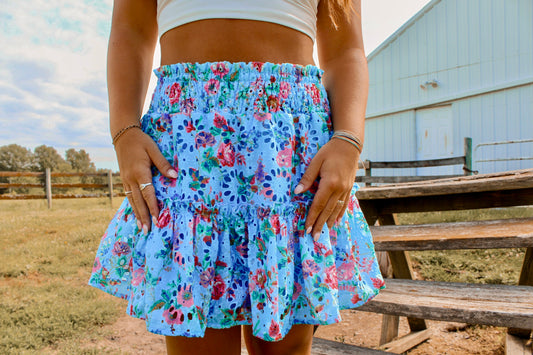 Blue Floral Skirt