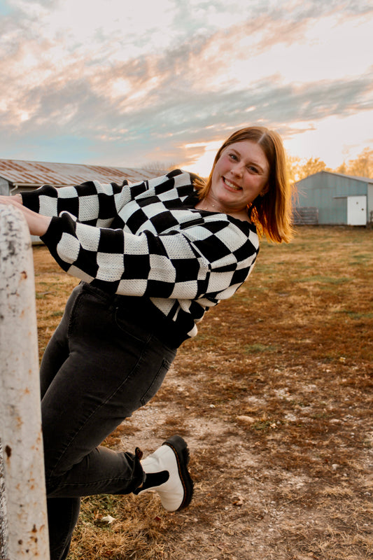 Black and White Checkered Sweater