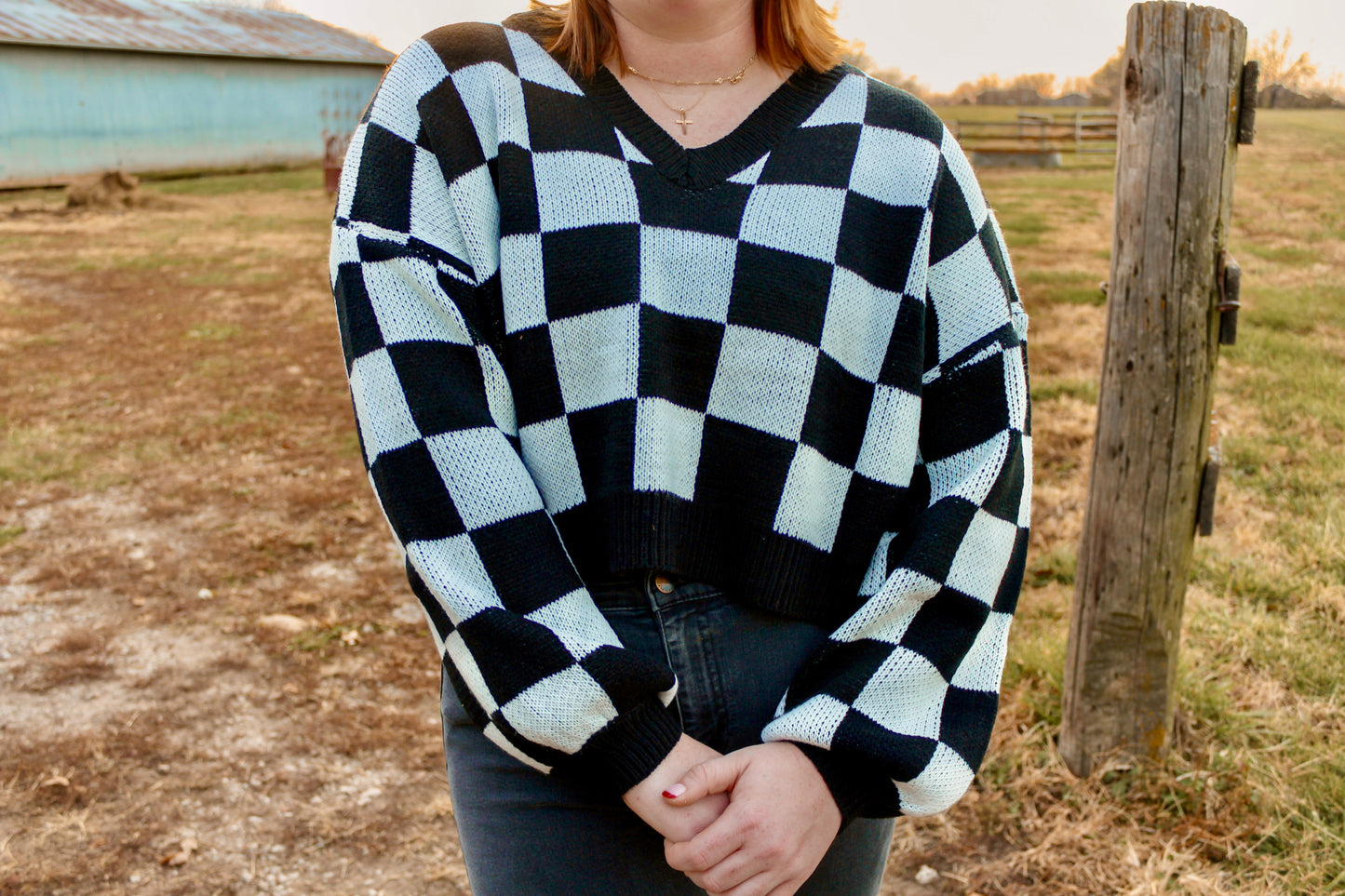 Black and White Checkered Sweater