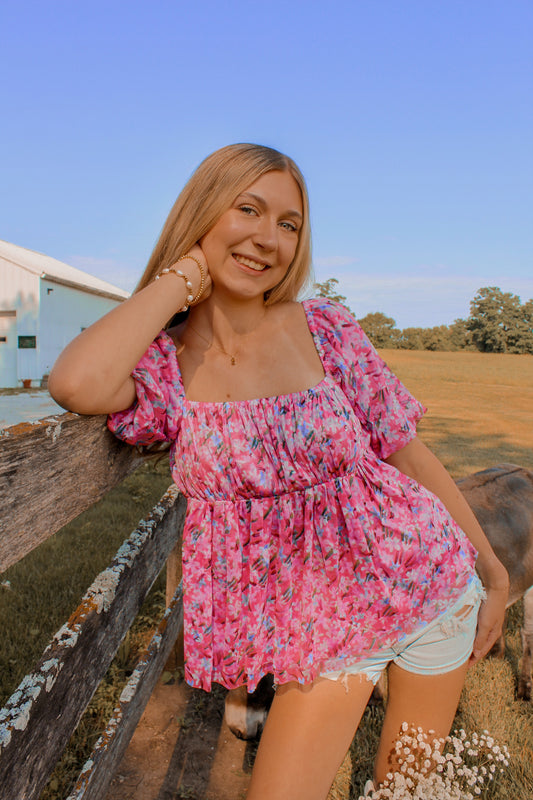 Pink Floral Blouse