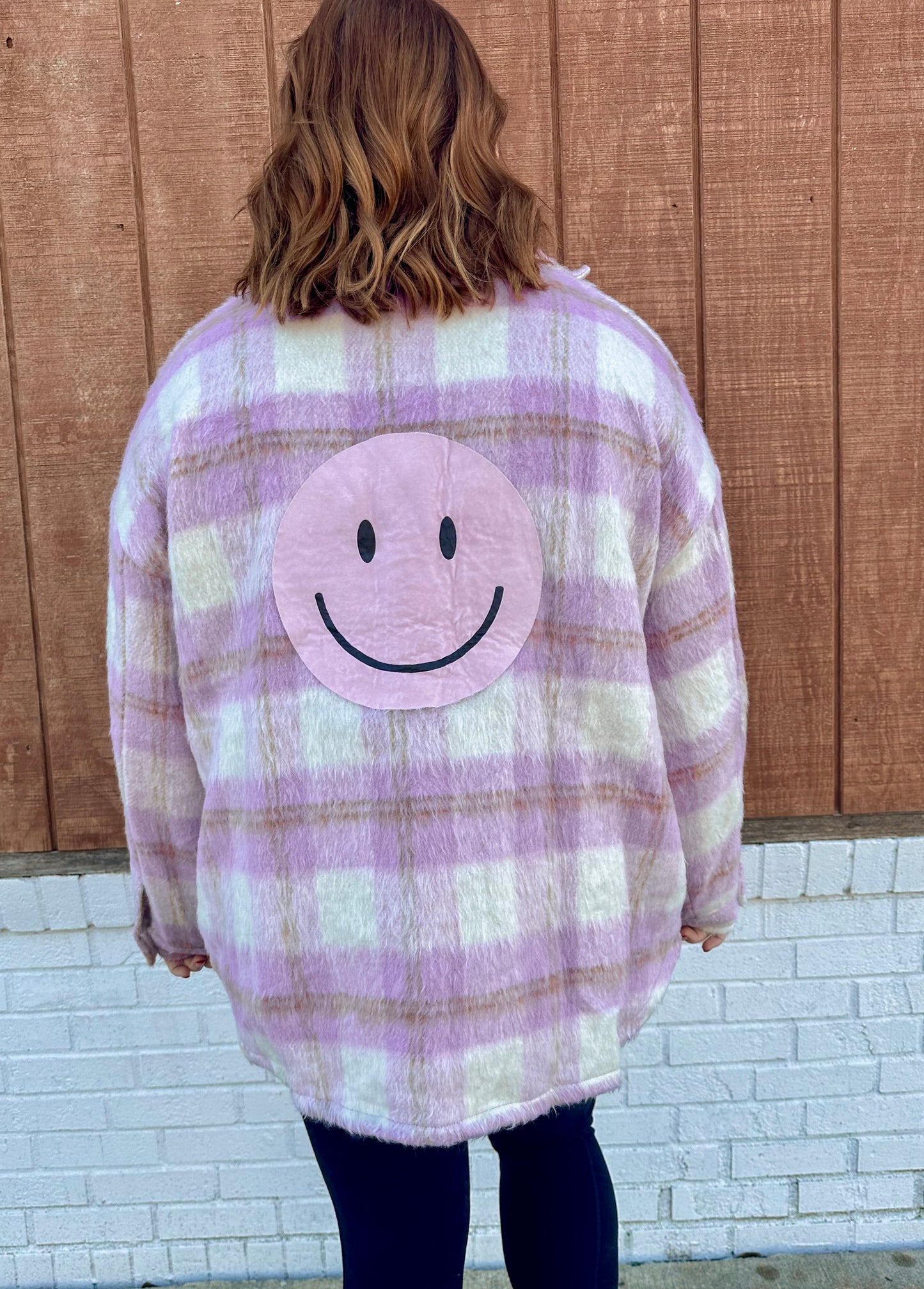 Plaid Smiley Face Shacket