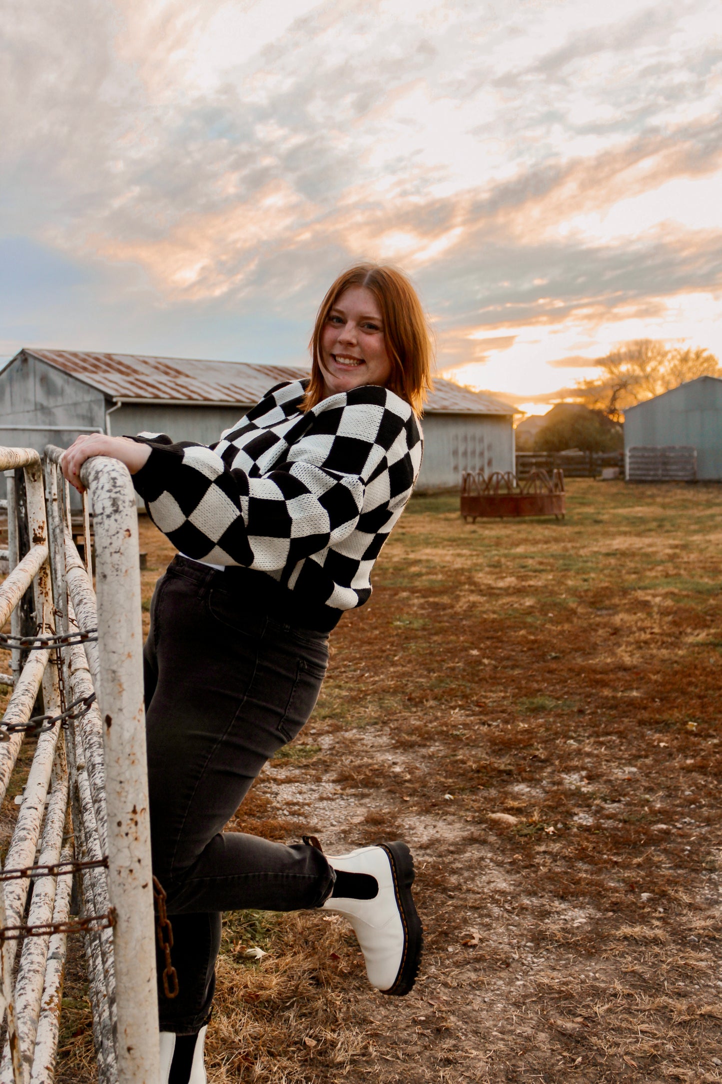 Black and White Checkered Sweater