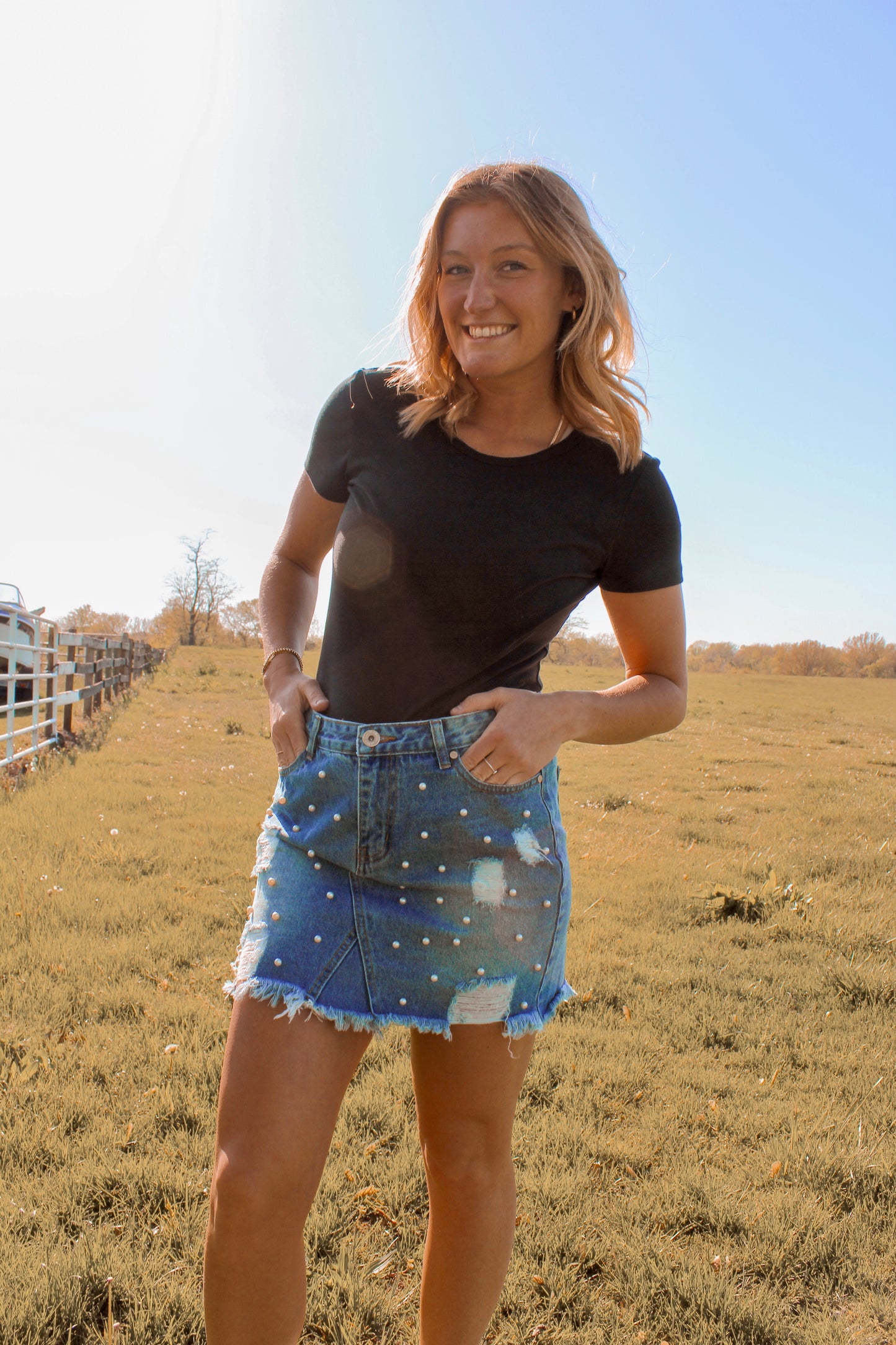 Pearl Denim Skirt