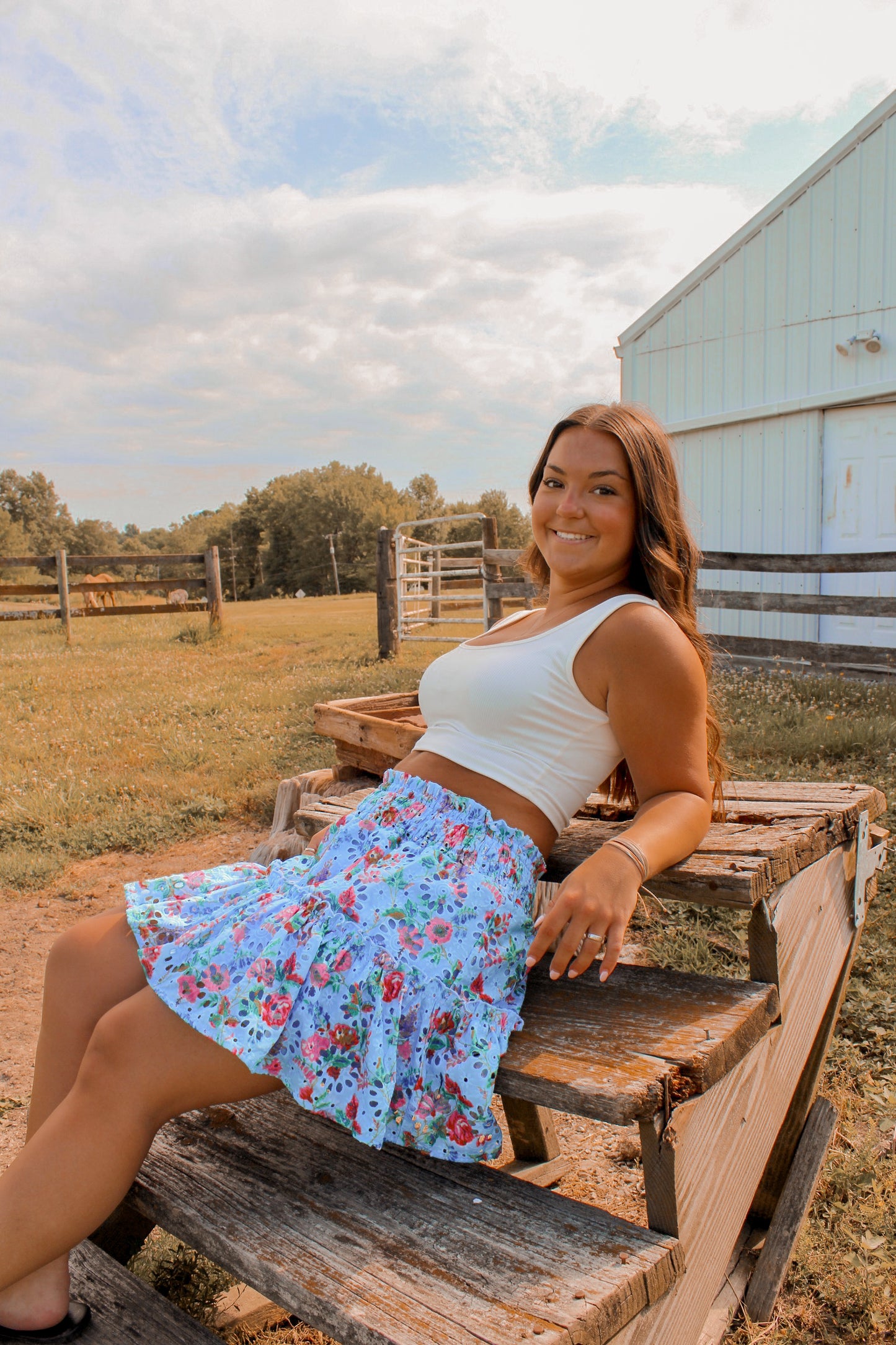 Blue Floral Skirt