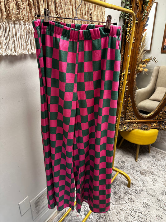 Pink and Green Checkered Pants